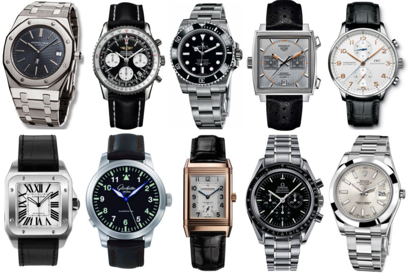 pinned images of watches on a white background
