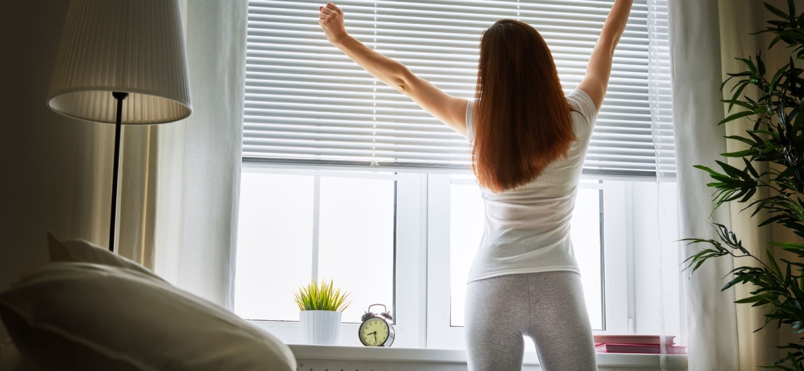 girl enjoys sunny morning